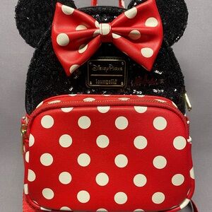 Loungefly Red and Black Polka Dot Minnie Mouse Backpack